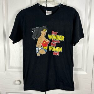 Wonder Woman Ever Wonder Where the Real Women Are Black Graphic T Shirt Unisex S